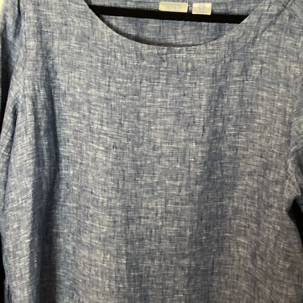 Sigrid Olsen Women's Blue Linen Top Blouse Boat Neck Dolman  XL - Picture 13 of 15